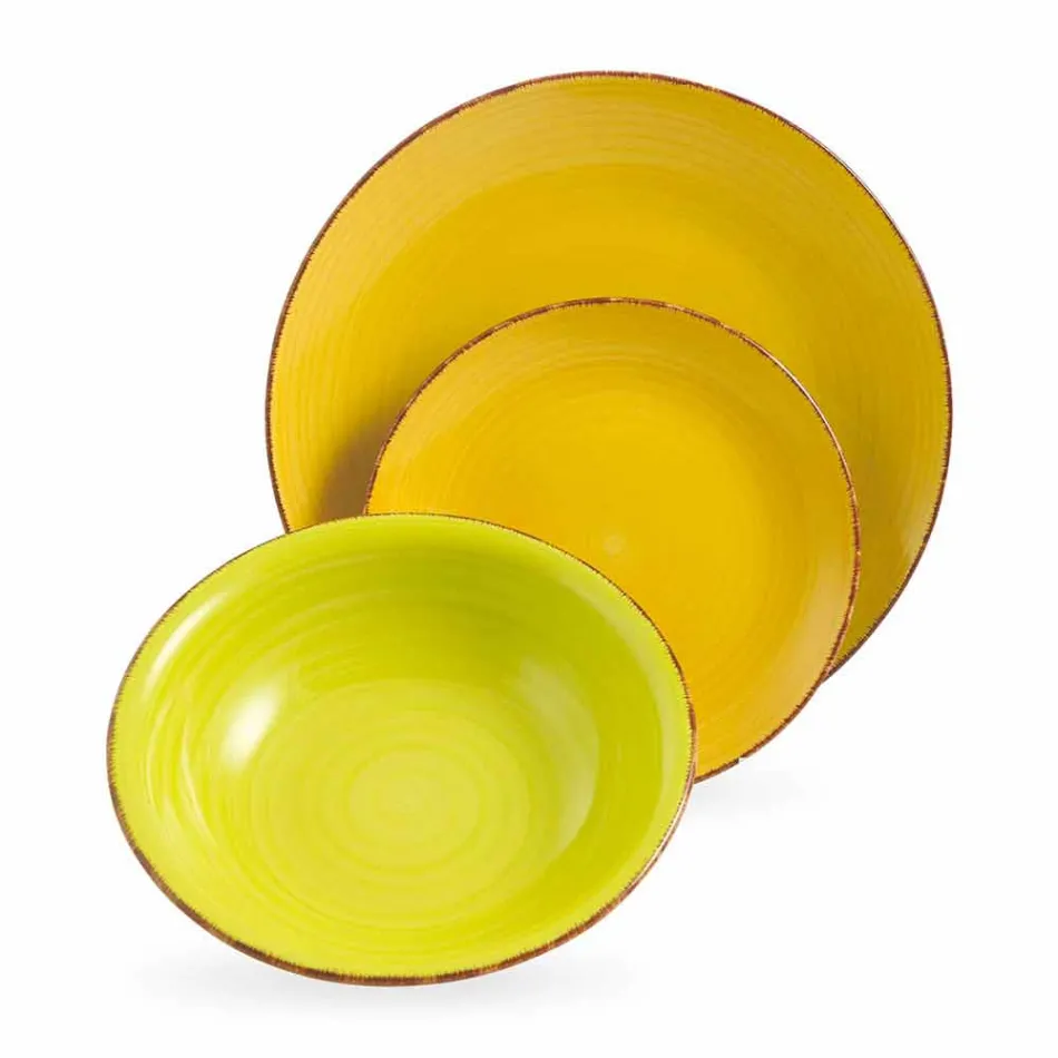 Vajilla con platos de colores 18 piezas en gres moderno - Abruzos Viadurini