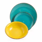 Vajilla con platos de colores 18 piezas en gres moderno - Abruzos Viadurini