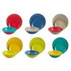 Vajilla con platos de colores 18 piezas en gres moderno - Abruzos Viadurini