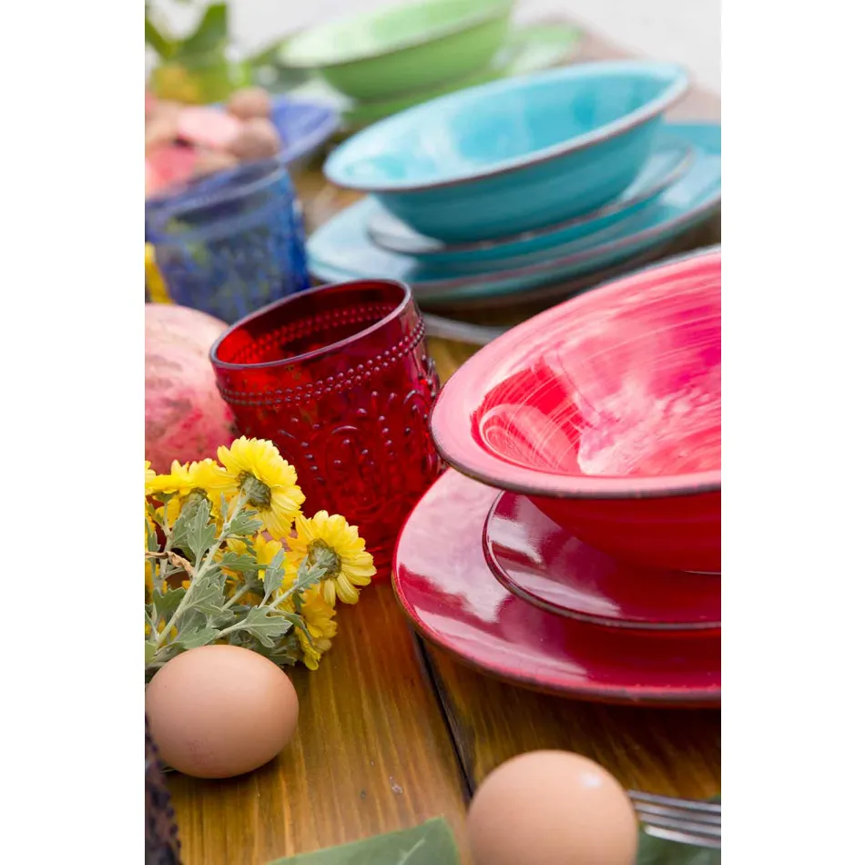 Vajilla con platos de colores 18 piezas en gres moderno - Abruzos Viadurini