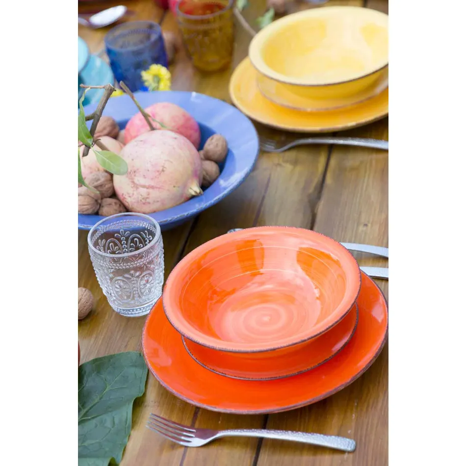 Vajilla con platos de colores 18 piezas en gres moderno - Abruzos Viadurini