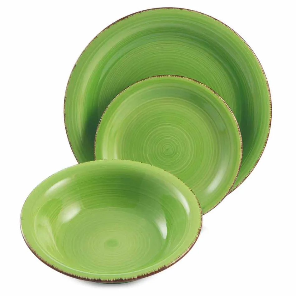 Vajilla con platos de colores 18 piezas en gres moderno - Abruzos Viadurini