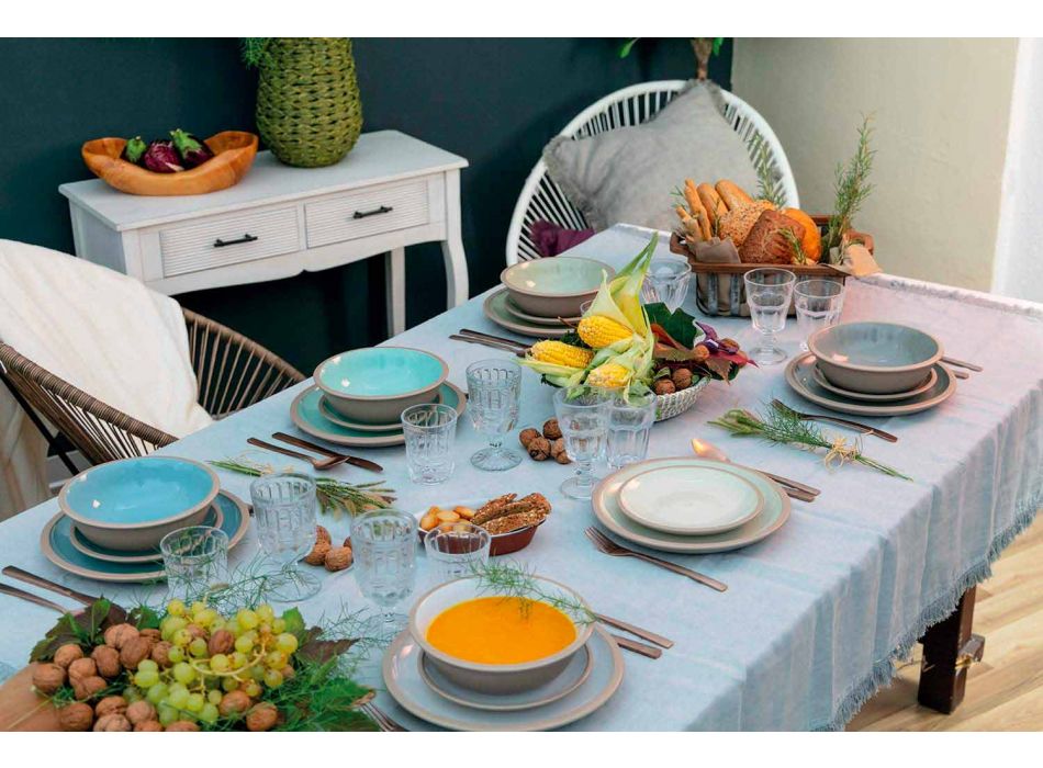 Vajilla de platos de colores Set completo de 18 piezas de diseño - Osteria Viadurini