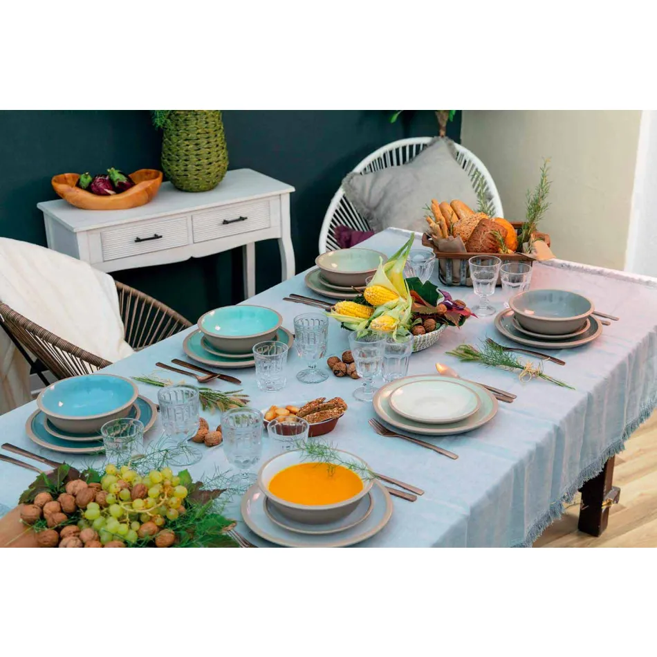 Vajilla de platos de colores Set completo de 18 piezas de diseño - Osteria Viadurini