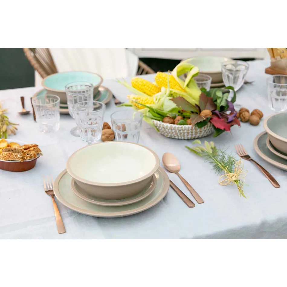 Vajilla de platos de colores Set completo de 18 piezas de diseño - Osteria Viadurini