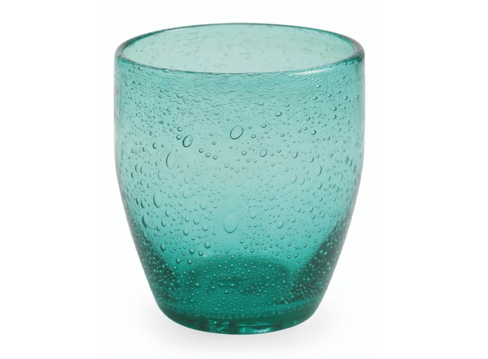 Juego de 12 Vasos de Agua en Vidrio Soplado Coloreado - Guerrero Viadurini