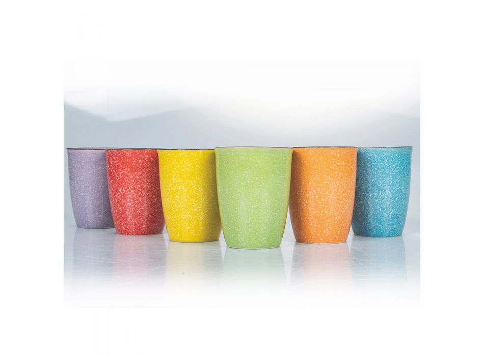 Servicio de vasos de agua altos en cerámica coloreada 12 piezas - Abruzzo Viadurini