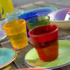Juego de vasos de vidrio soplado de colores 12 piezas de agua - Abruzos Viadurini