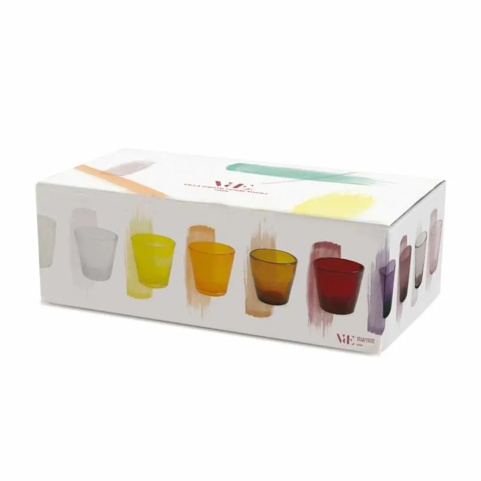 Set de 6 vasos de vidrio soplado de colores de Abruzzo - Agua Viadurini