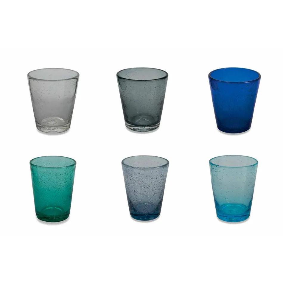 Set de 6 vasos de vidrio soplado de colores de Abruzzo - Agua Viadurini