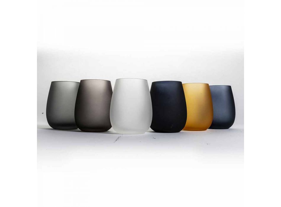 Juego de vasos de agua de vidrio coloreado moderno, 12 piezas - Borde Viadurini