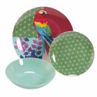 Servicio de vajilla de porcelana y gres de diseño coloreado de 18 piezas - Tropycale Viadurini