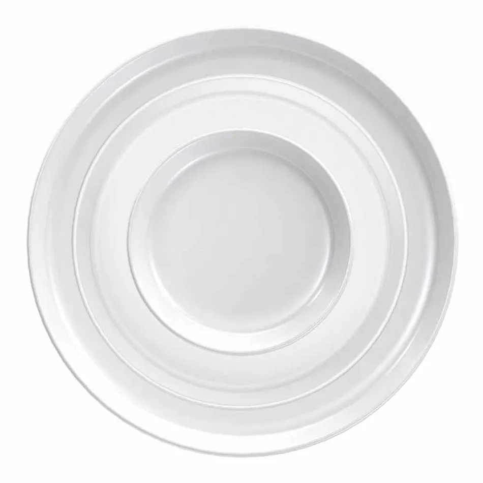 Plato llano de porcelana de diseño moderno blanco, 24 piezas - Ártico Viadurini