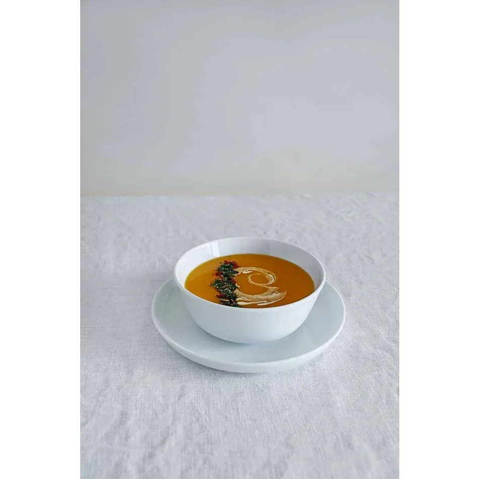 Plato llano de porcelana de diseño moderno blanco, 24 piezas - Ártico Viadurini