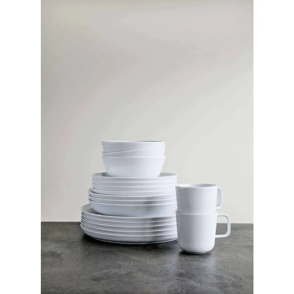 Plato llano de porcelana de diseño moderno blanco, 24 piezas - Ártico Viadurini