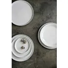 Plato llano de porcelana de diseño moderno blanco, 24 piezas - Ártico Viadurini