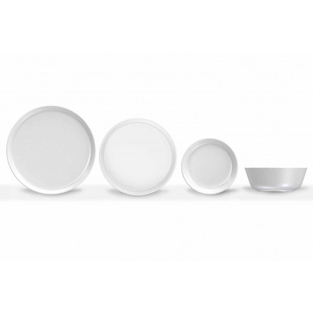 Plato llano de porcelana de diseño moderno blanco, 24 piezas - Ártico Viadurini