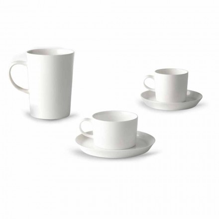 Servicio de taza de café, té y desayuno 30 piezas en porcelana blanca - Egle Viadurini