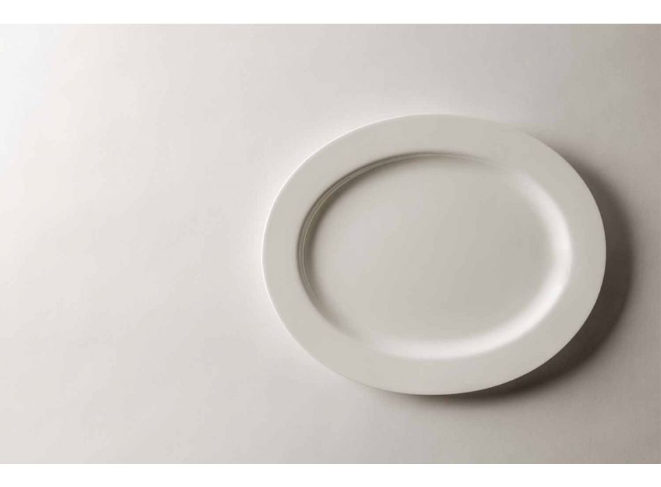 Juego de platos de servicio de 4 piezas en porcelana de diseño blanca - Samantha Viadurini