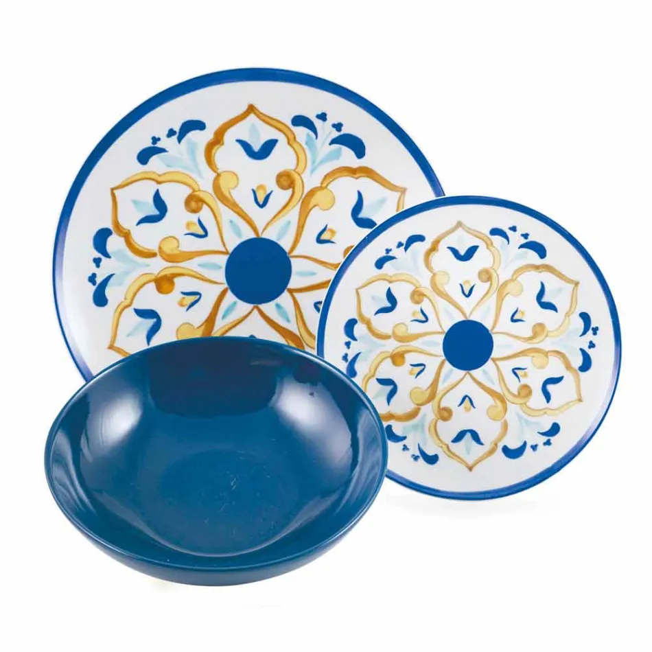 Servicio completo de vajilla de colores y vajilla Conjunto completo 18 piezas - Cefalu Viadurini