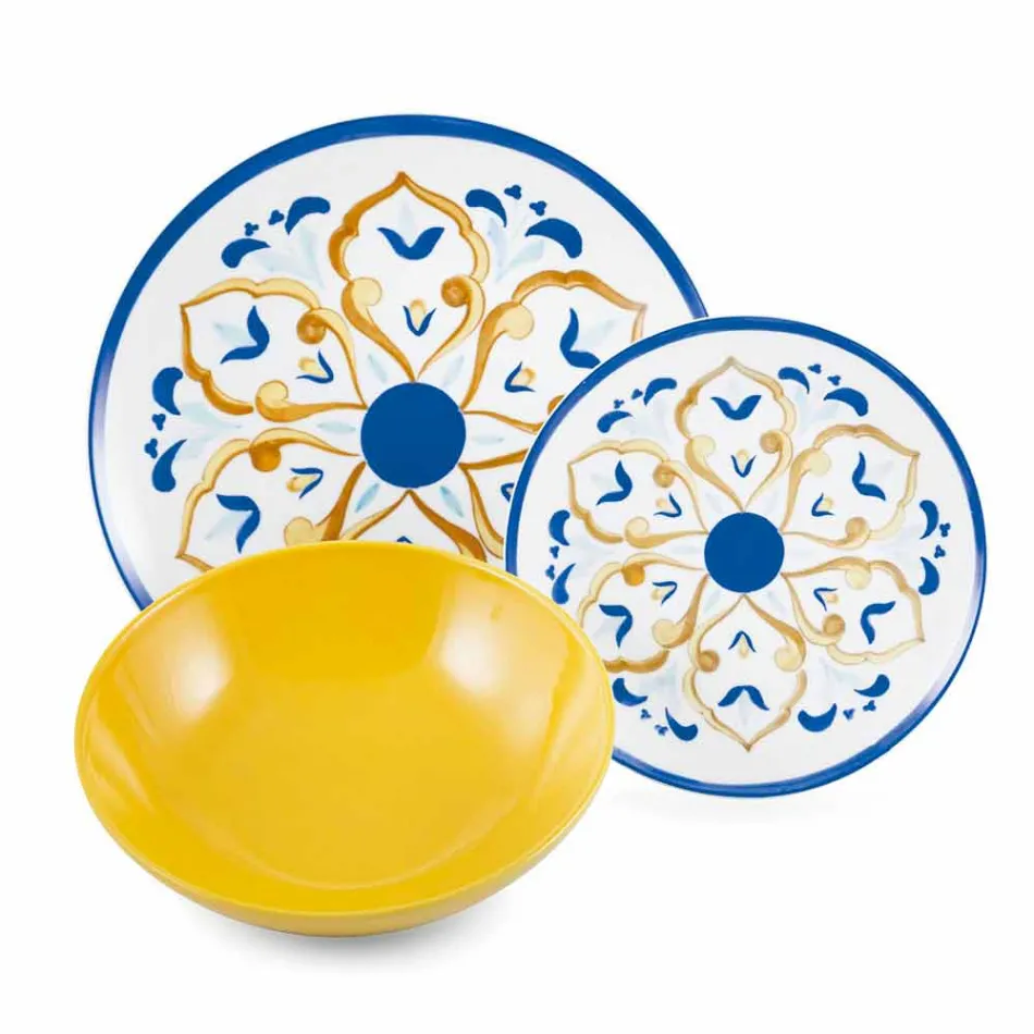 Servicio completo de vajilla de colores y vajilla Conjunto completo 18 piezas - Cefalu Viadurini