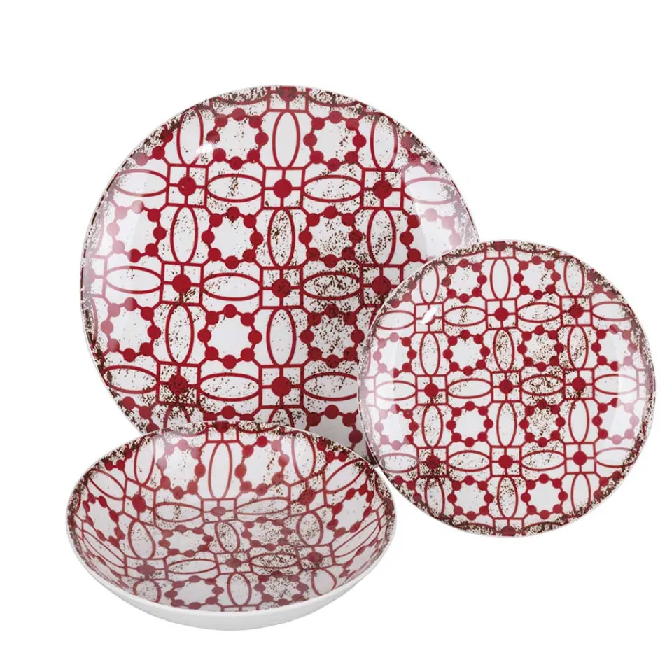 Vajilla de Porcelana de 18 Piezas en 2 Acabados Diferentes - Jamais Viadurini