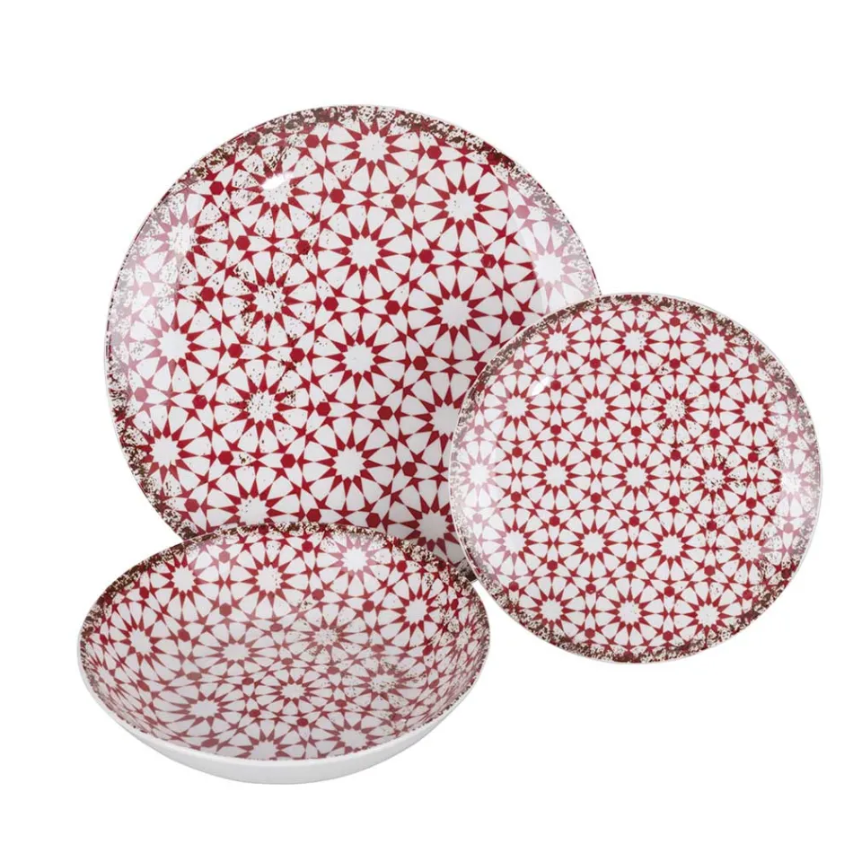 Vajilla de Porcelana de 18 Piezas en 2 Acabados Diferentes - Jamais Viadurini