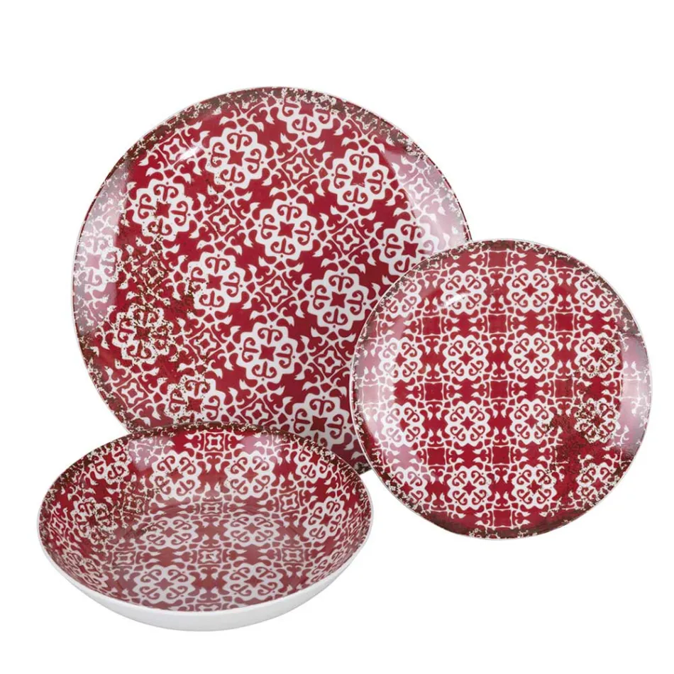 Vajilla de Porcelana de 18 Piezas en 2 Acabados Diferentes - Jamais Viadurini