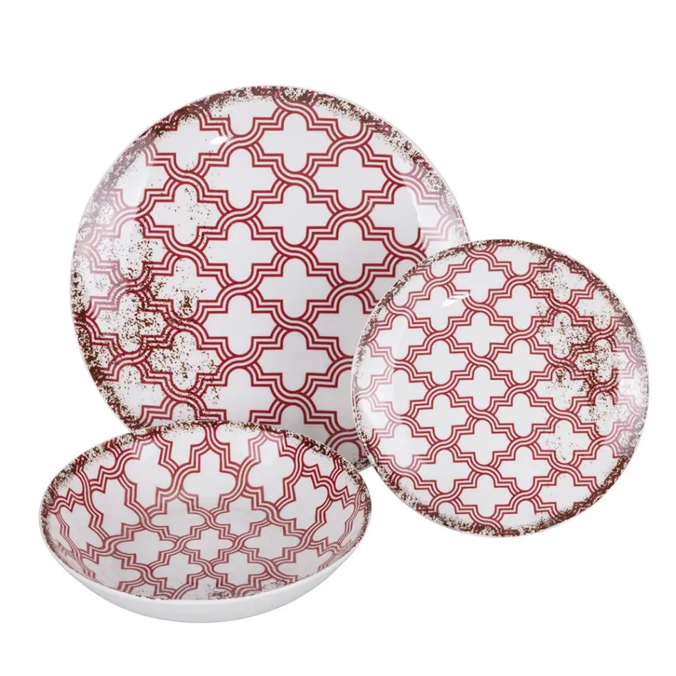 Vajilla de Porcelana de 18 Piezas en 2 Acabados Diferentes - Jamais Viadurini