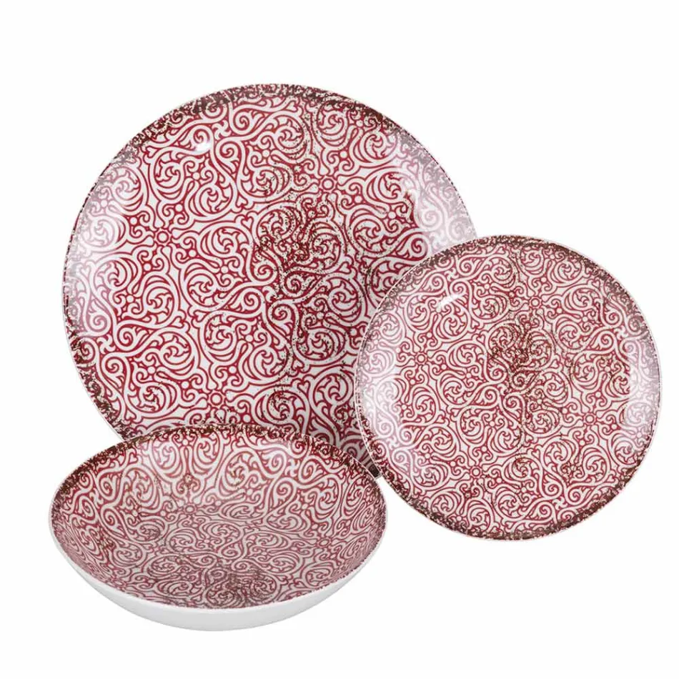 Vajilla de Porcelana de 18 Piezas en 2 Acabados Diferentes - Jamais Viadurini