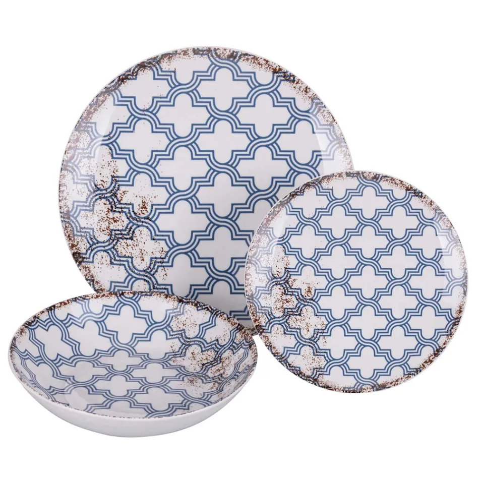 Vajilla de Porcelana de 18 Piezas en 2 Acabados Diferentes - Jamais Viadurini