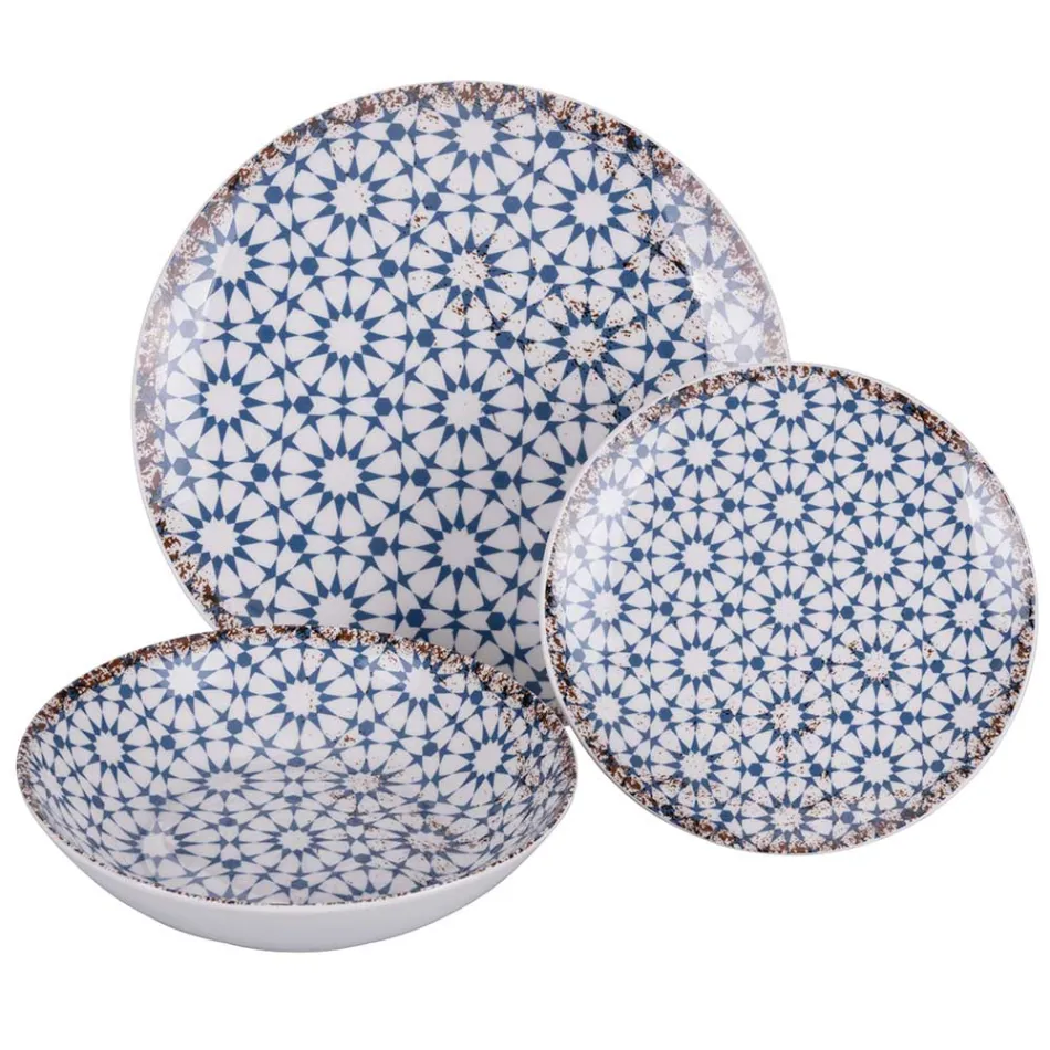 Vajilla de Porcelana de 18 Piezas en 2 Acabados Diferentes - Jamais Viadurini