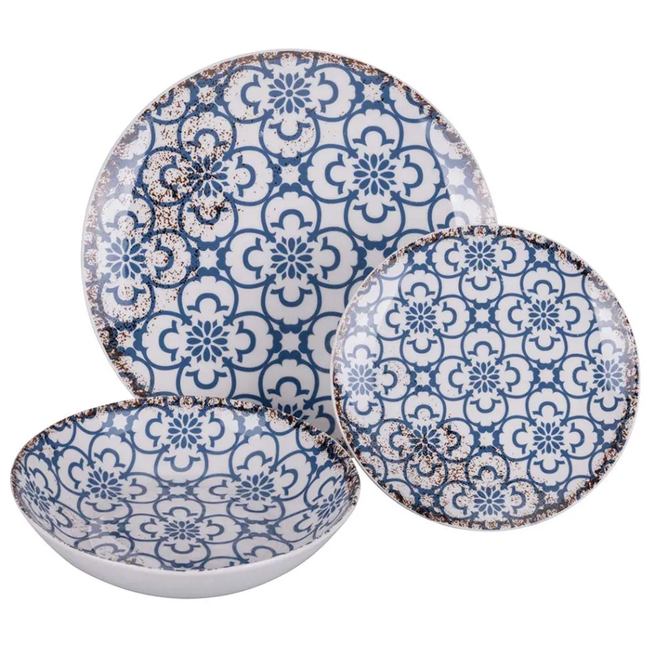 Vajilla de Porcelana de 18 Piezas en 2 Acabados Diferentes - Jamais Viadurini