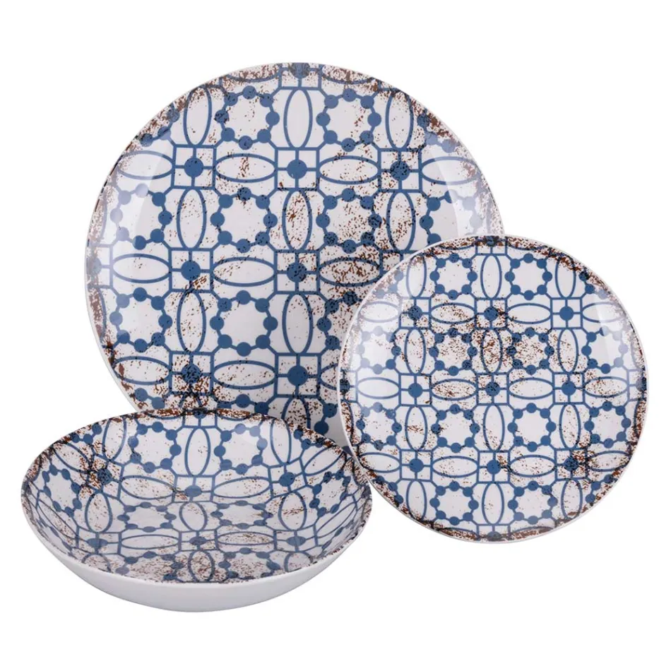 Vajilla de Porcelana de 18 Piezas en 2 Acabados Diferentes - Jamais Viadurini