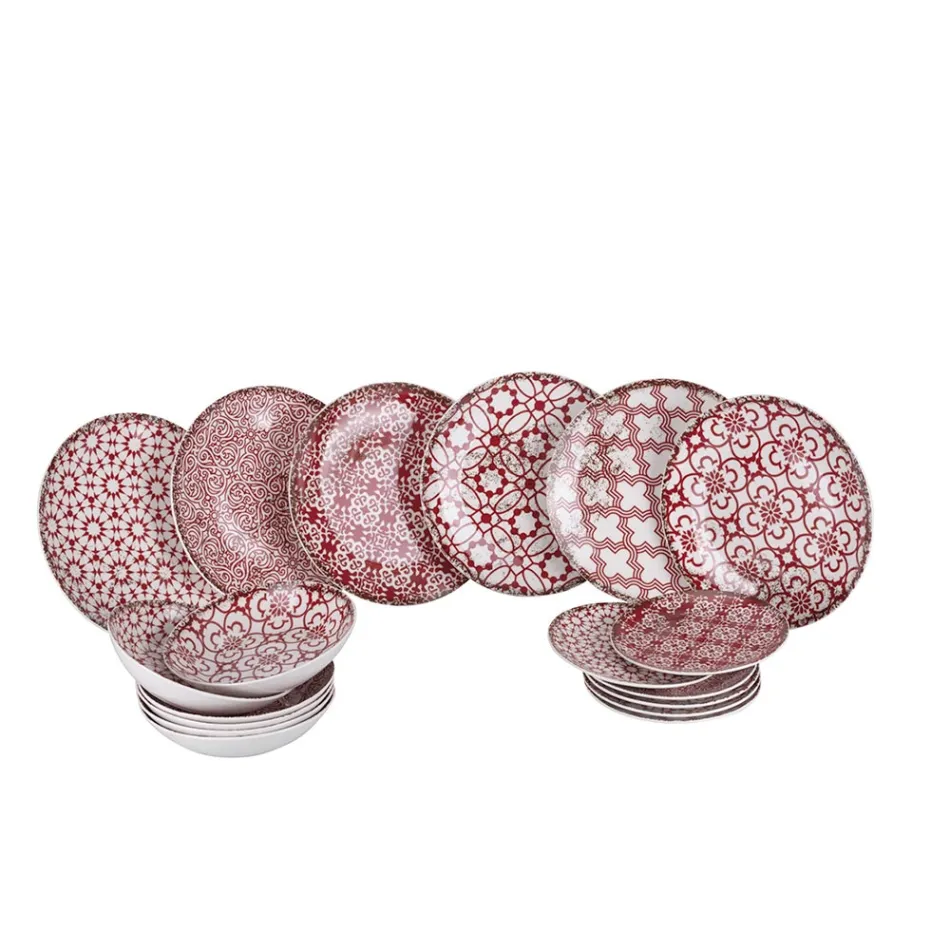 Vajilla de Porcelana de 18 Piezas en 2 Acabados Diferentes - Jamais Viadurini