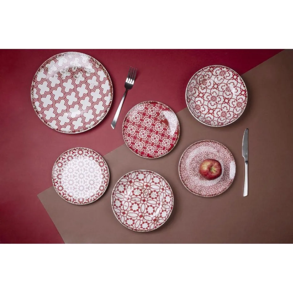 Vajilla de Porcelana de 18 Piezas en 2 Acabados Diferentes - Jamais Viadurini