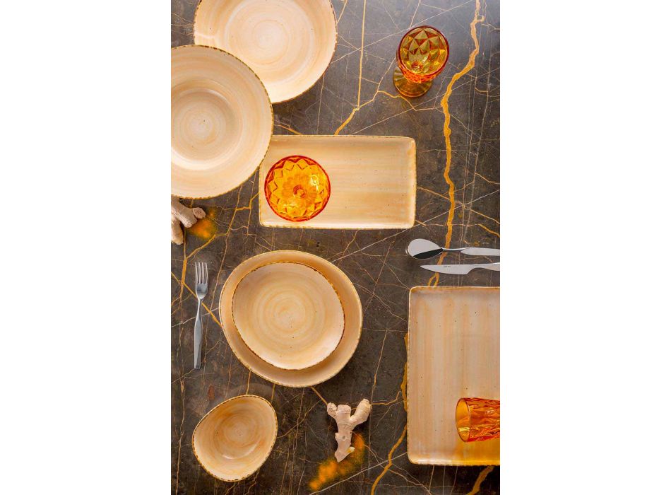Servicio de platos de aperitivo de 12 piezas en gres coloreado de diseño moderno - Simba Viadurini