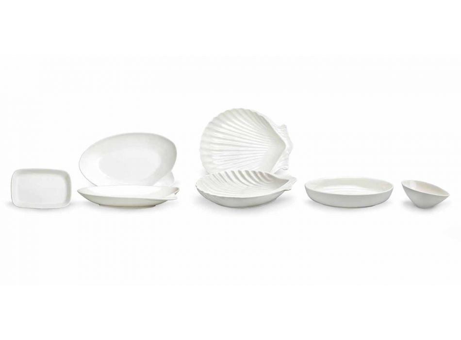 Set de platos de porcelana blanca, 30 piezas - Nalah Viadurini