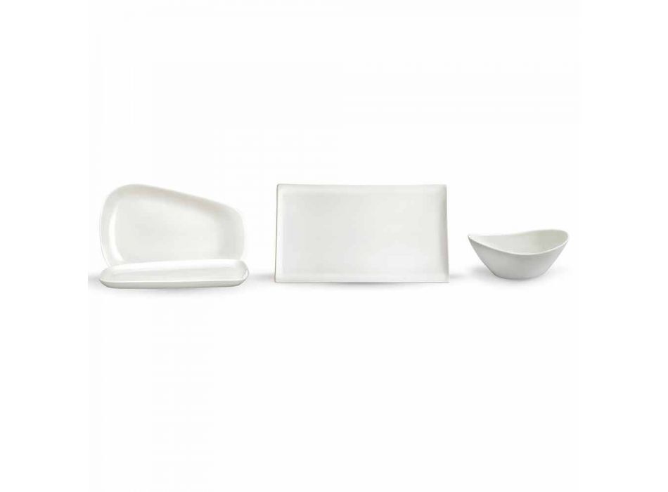 Platos para el almuerzo o porcelana moderna 14 piezas - Nalah Viadurini