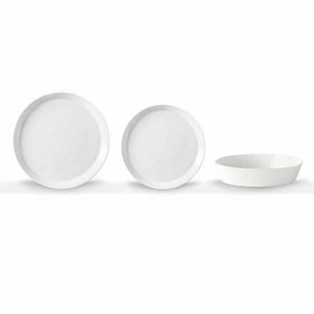 Juego de platos para cena de 18 piezas de porcelana blanca de diseño elegante - Egle Viadurini
