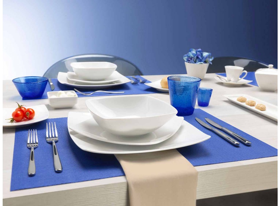 Cenas Blancas Servicio Cuadrado y Diseño Moderno 26 Piezas - Usima Viadurini