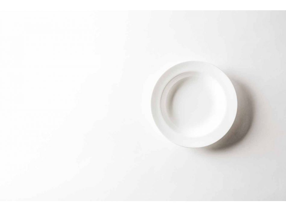 Platos Llanos De Porcelana De Diseño Blanco 24 Piezas - Samantha Viadurini