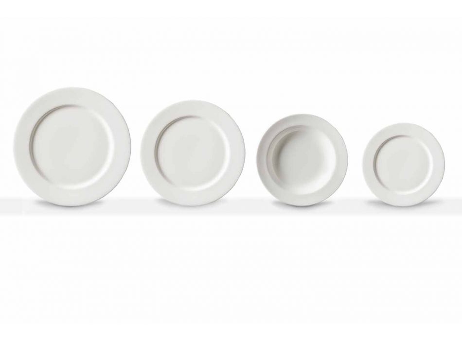 Platos Llanos De Porcelana De Diseño Blanco 24 Piezas - Samantha Viadurini