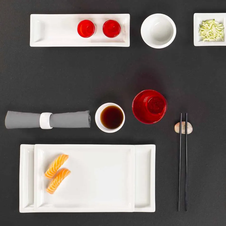 Juego de platos modernos de porcelana blanca, 25 piezas - Basal Viadurini