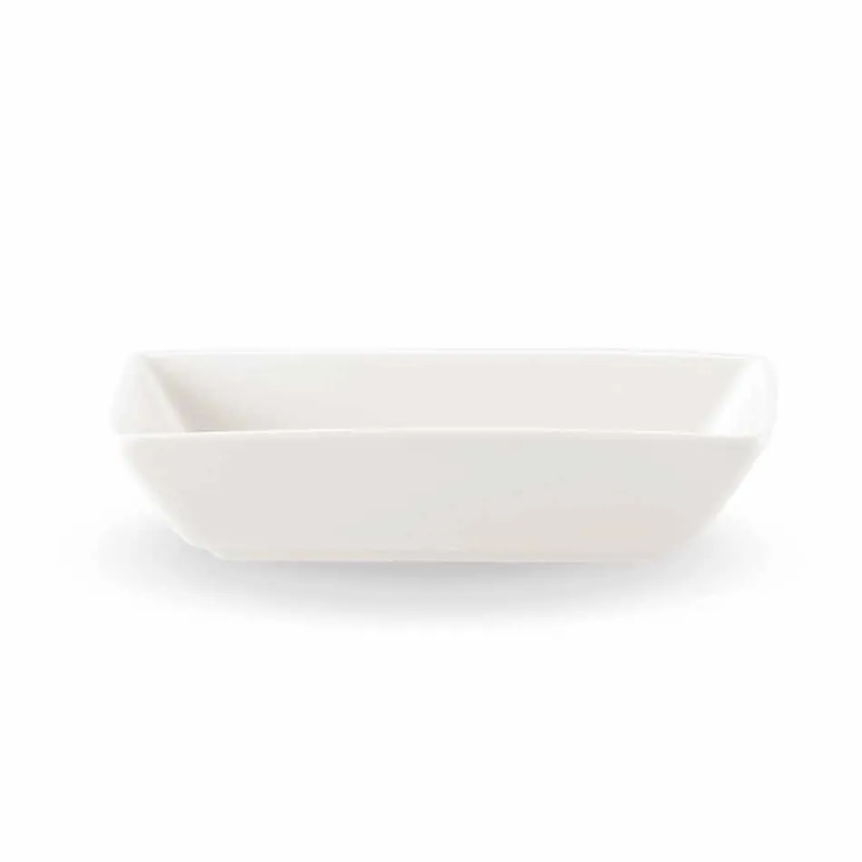 Juego de platos modernos de porcelana blanca, 25 piezas - Basal Viadurini