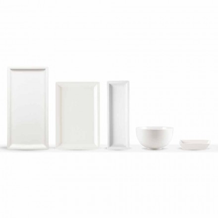 Juego de platos modernos de porcelana blanca, 25 piezas - Basal Viadurini