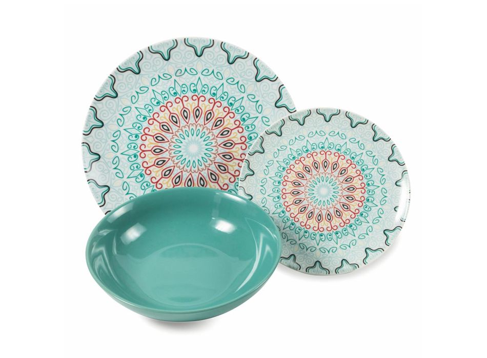 Servicio de vajilla de gres y porcelana coloreada 18 piezas - Egipto Viadurini