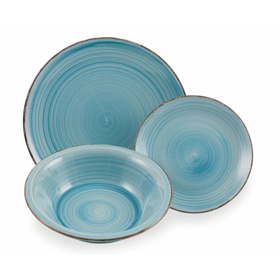 Servicio de vajilla en tonos azul dolomita duro 18 piezas - Abruzzo Viadurini