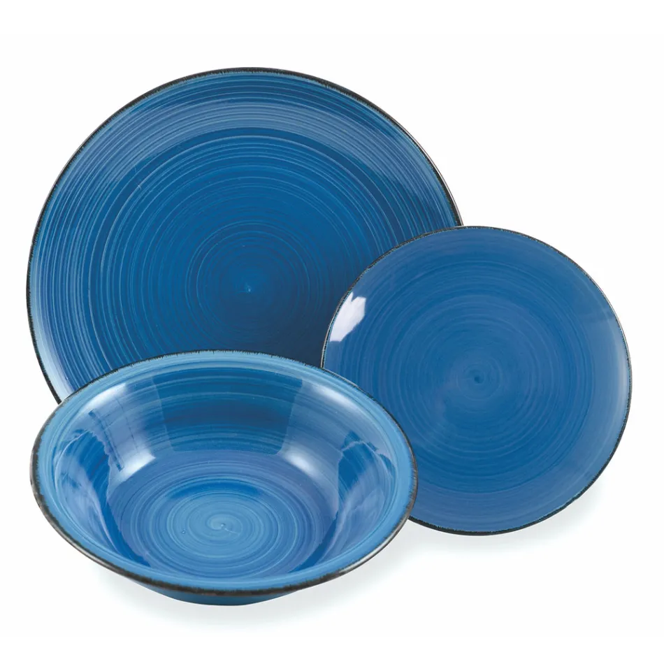 Servicio de vajilla en tonos azul dolomita duro 18 piezas - Abruzzo Viadurini