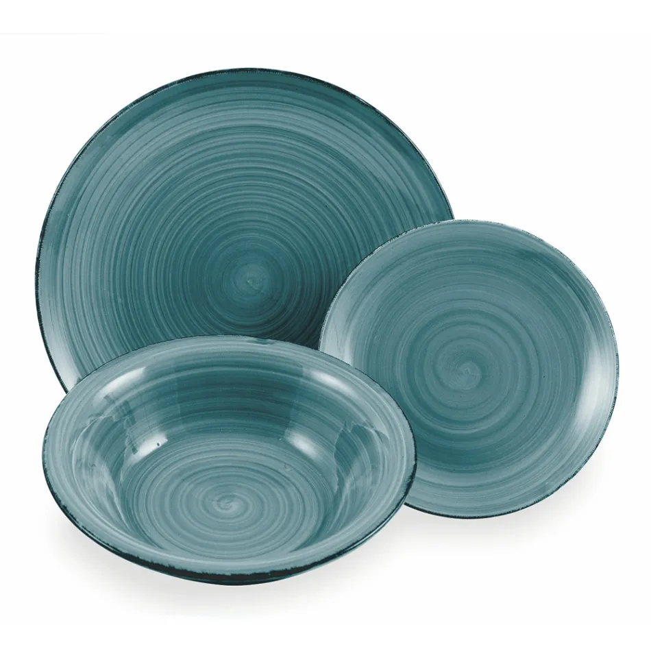 Servicio de vajilla en tonos azul dolomita duro 18 piezas - Abruzzo Viadurini